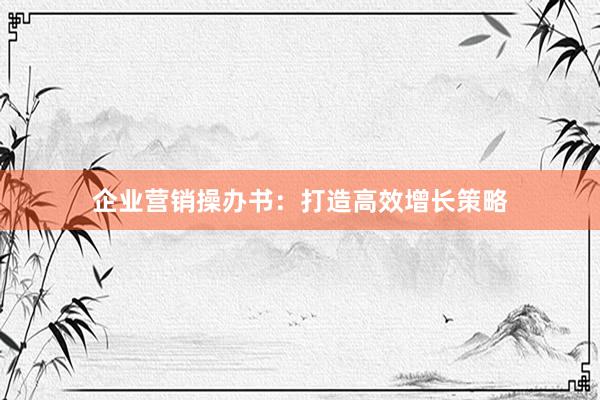 企业营销操办书：打造高效增长策略